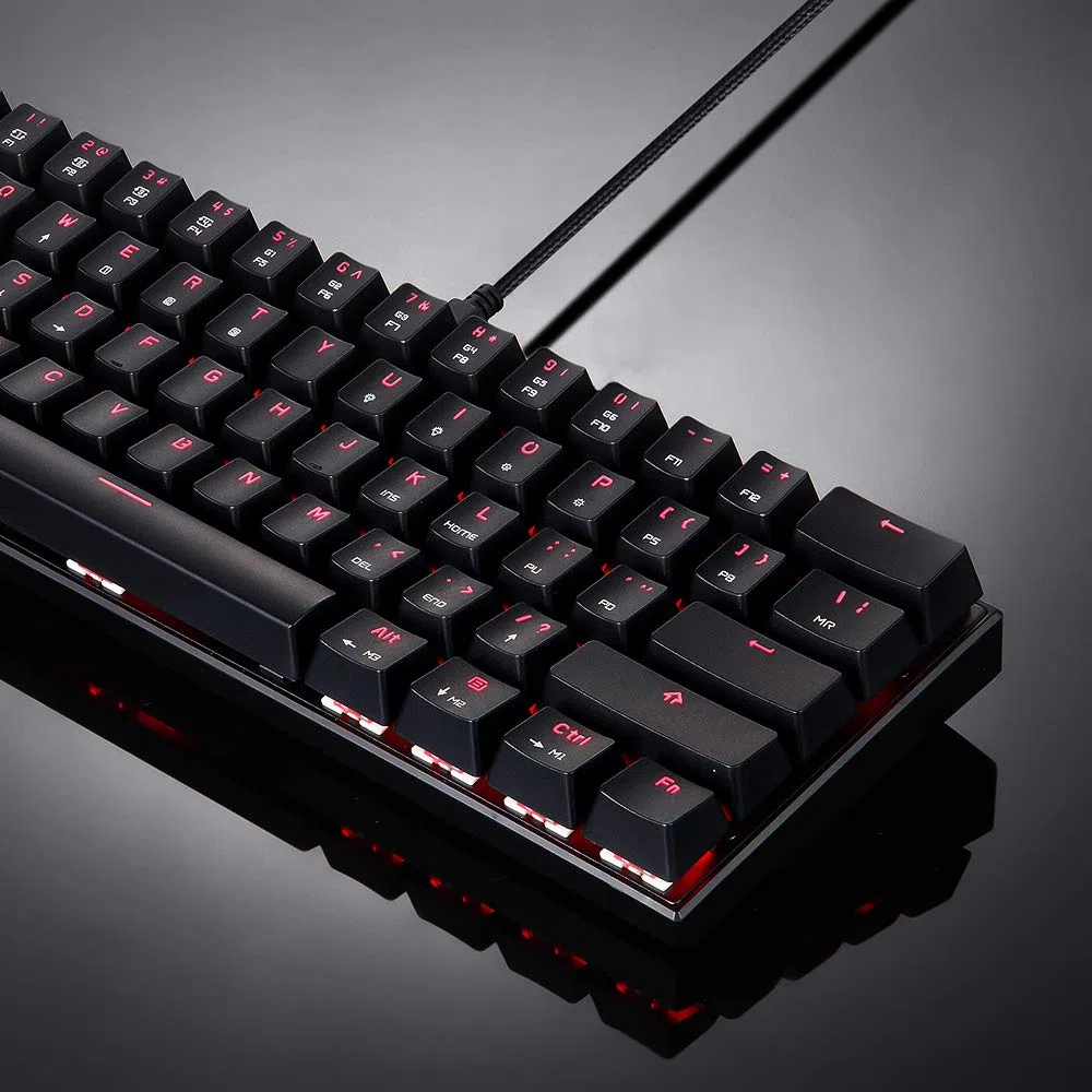 Motospeed CK62 Tastiera Meccanica 61 Tasti RGB Keyboard Meccanica, Cavo USB/Blutooth Dual Mode Gaming Tastiera, Red Switch OUTEMU, Nero