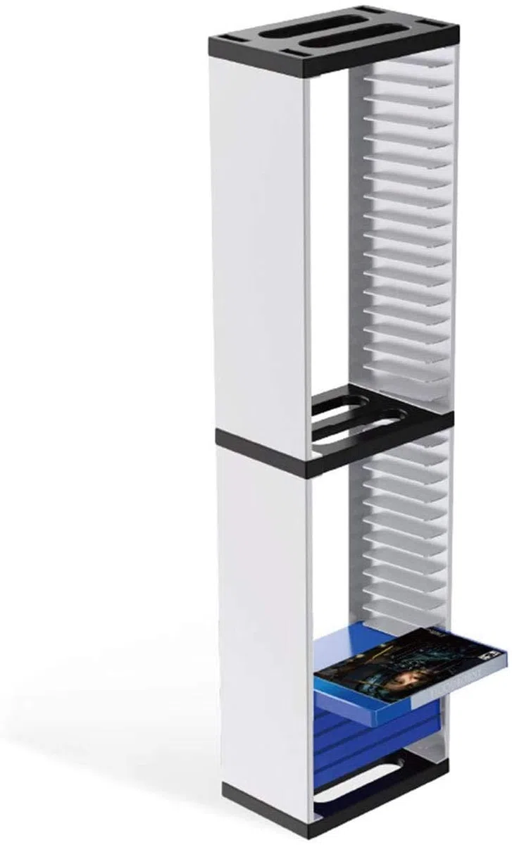 Organizer per console di gioco a più livelli con ripiani regolabili, soluzione salvaspazio per accessori e supporti di gioco