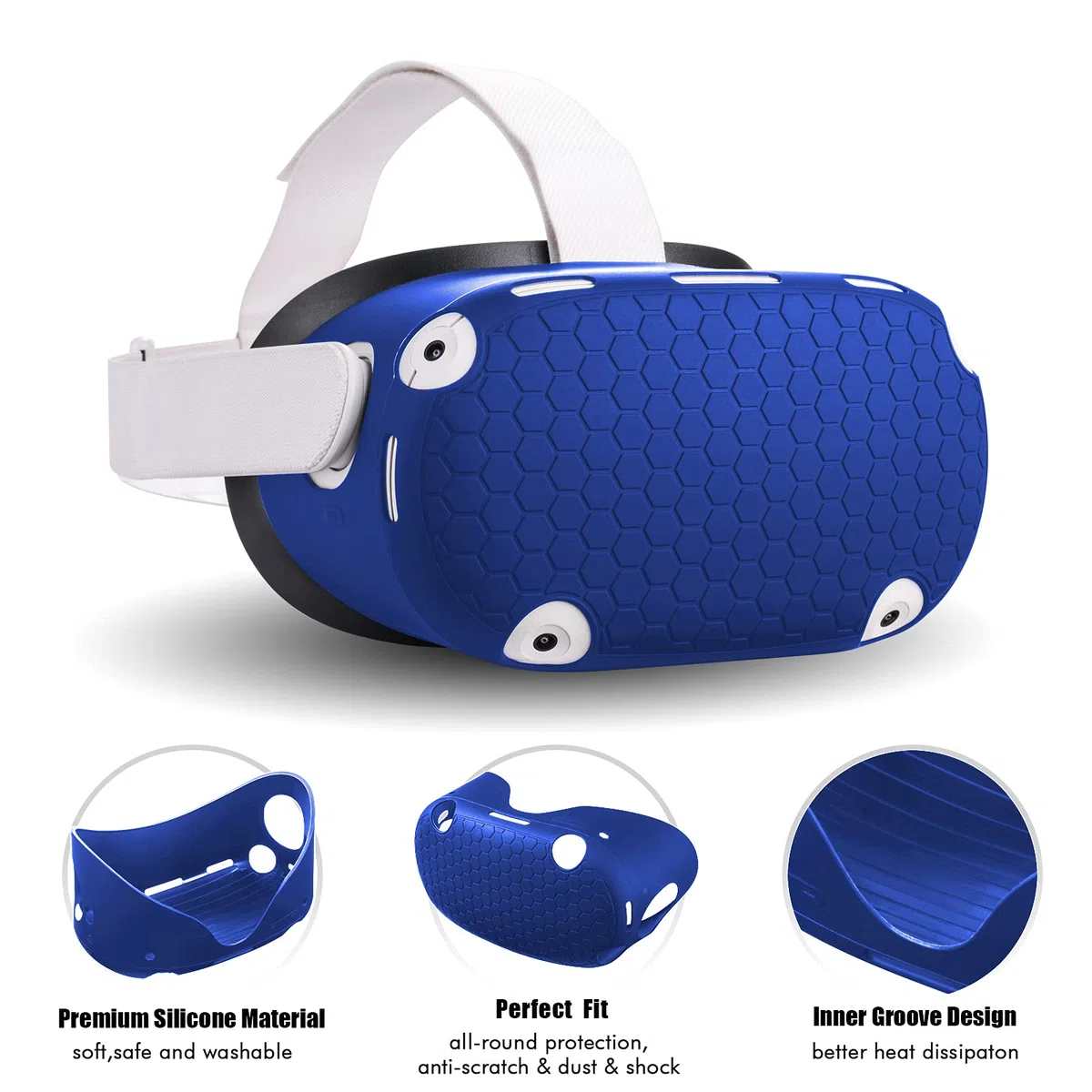 Compatibile con gli accessori Oculus Quest 2, copertura del viso in silicone VR, copertura di Shell VR, compatibile con Quest 2 Touch Controller Grip, copertura protettiva dell'obiettivo, copertura
