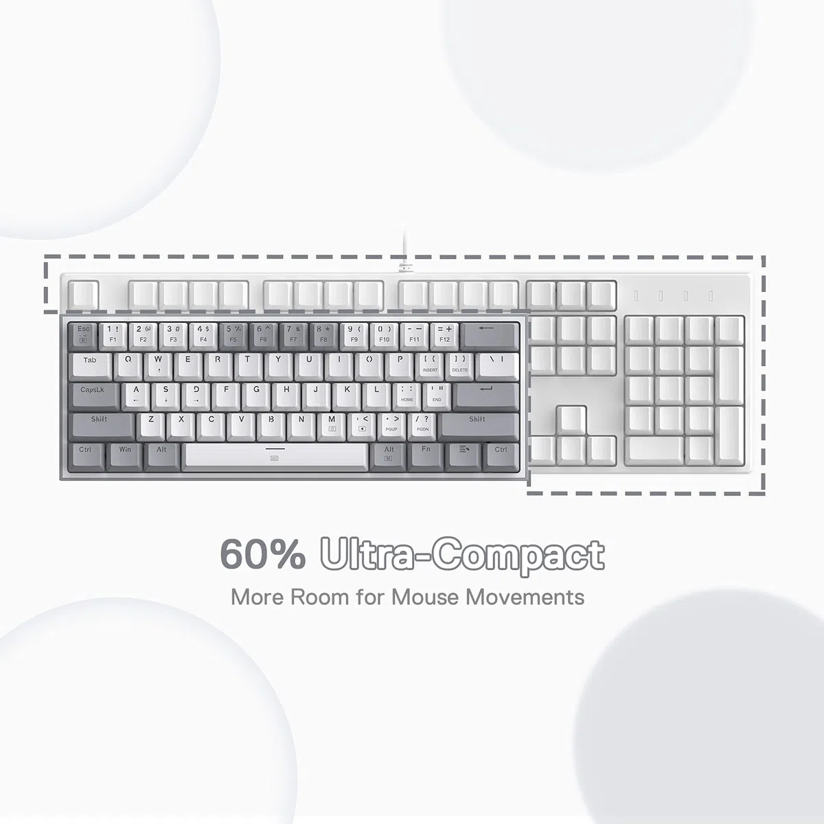 Redragon K617 Tastiera di Gioco RGB cablata 60%, Tastiera meccanica compatta 61 tasti, interruttore lineare rosso, supporto driver Pro (Grigio), US LAYOUT