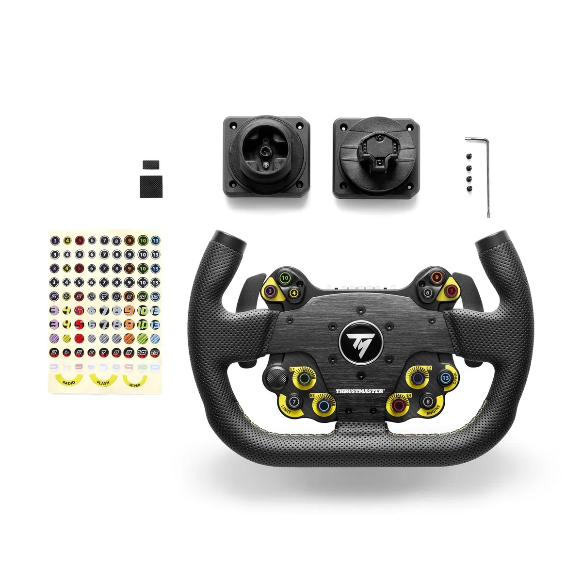 Thrustmaster EVO Racing 31U Leather Volante Add-On - PS5, XBOX e PC | Design a U, per monoposto ed endurance, hub rimuovibile, palette Mag-Shift, 25 pulsanti programmabili, 4 selettori