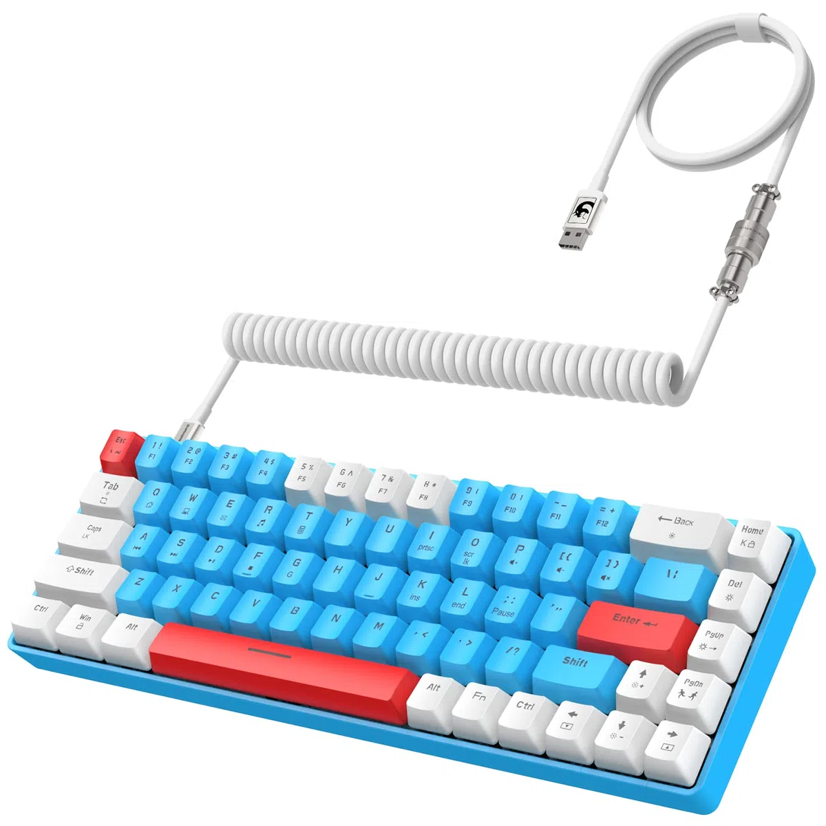 YINDIAO T8 60% Tastiera da Gioco,68 Tasti Tastiera Meccanica Cablata Compatta,18 Chroma RGB Retroilluminato,Interruttore Rosso,Cavo USB C A Spirale,per PC,Mac,PS4 -Grigio Chiaro