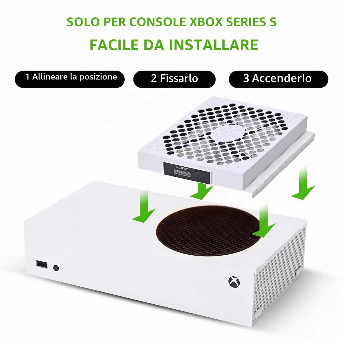 G-STORY Ventola di raffreddamento per Xbox Series S con velocità della ventola automatica regolabile in base alla temperatura, display a LED, raffreddamento ad alte prestazioni, basso rumore, 3