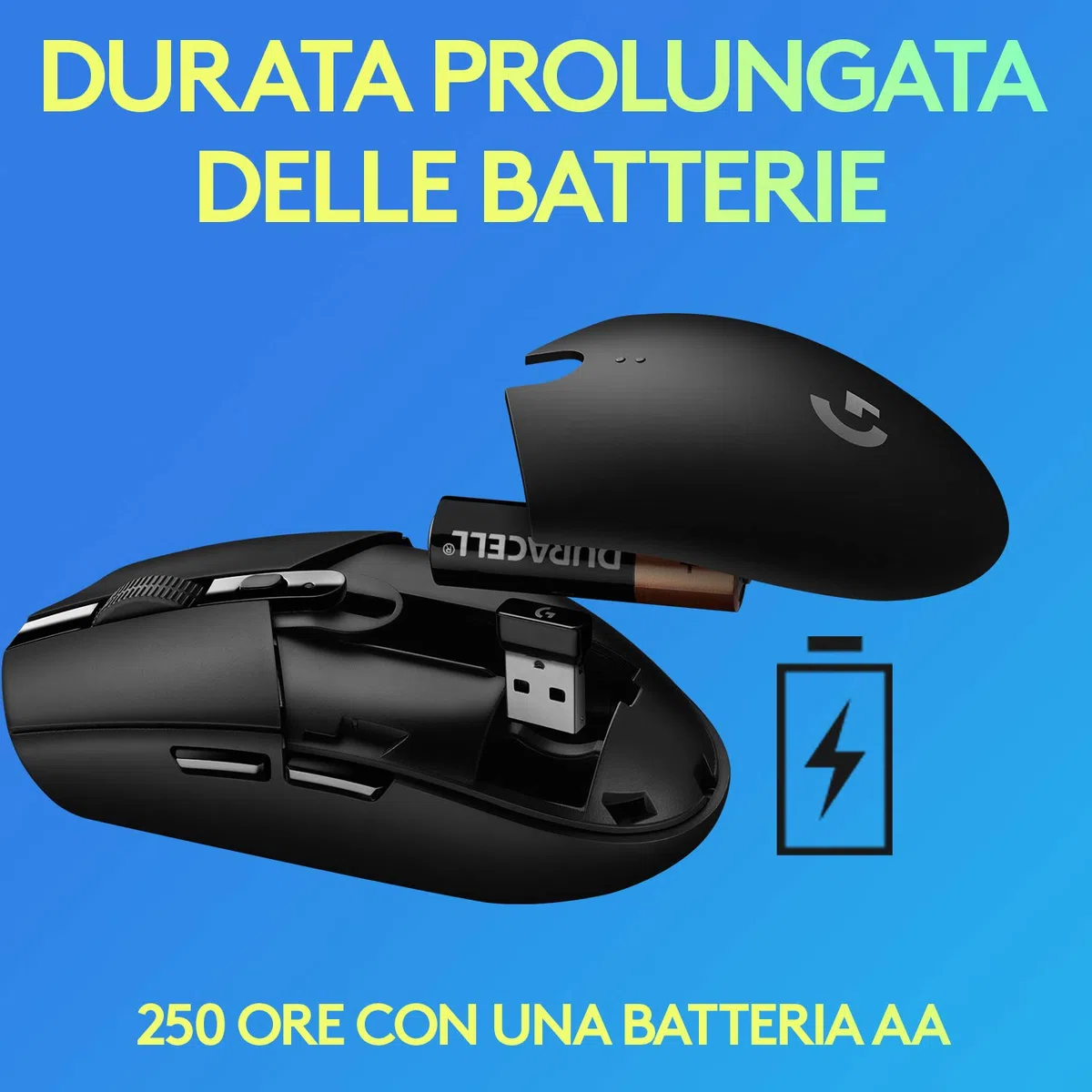 Logitech G305 LIGHTSPEED Mouse Gaming Wireless, Sensore 12K HERO, 12.000 DPI, Design Leggero, 6 Pulsanti Programmabili, Batteria 250 Ore, Memoria Integrata, PC/Laptop, Blu
