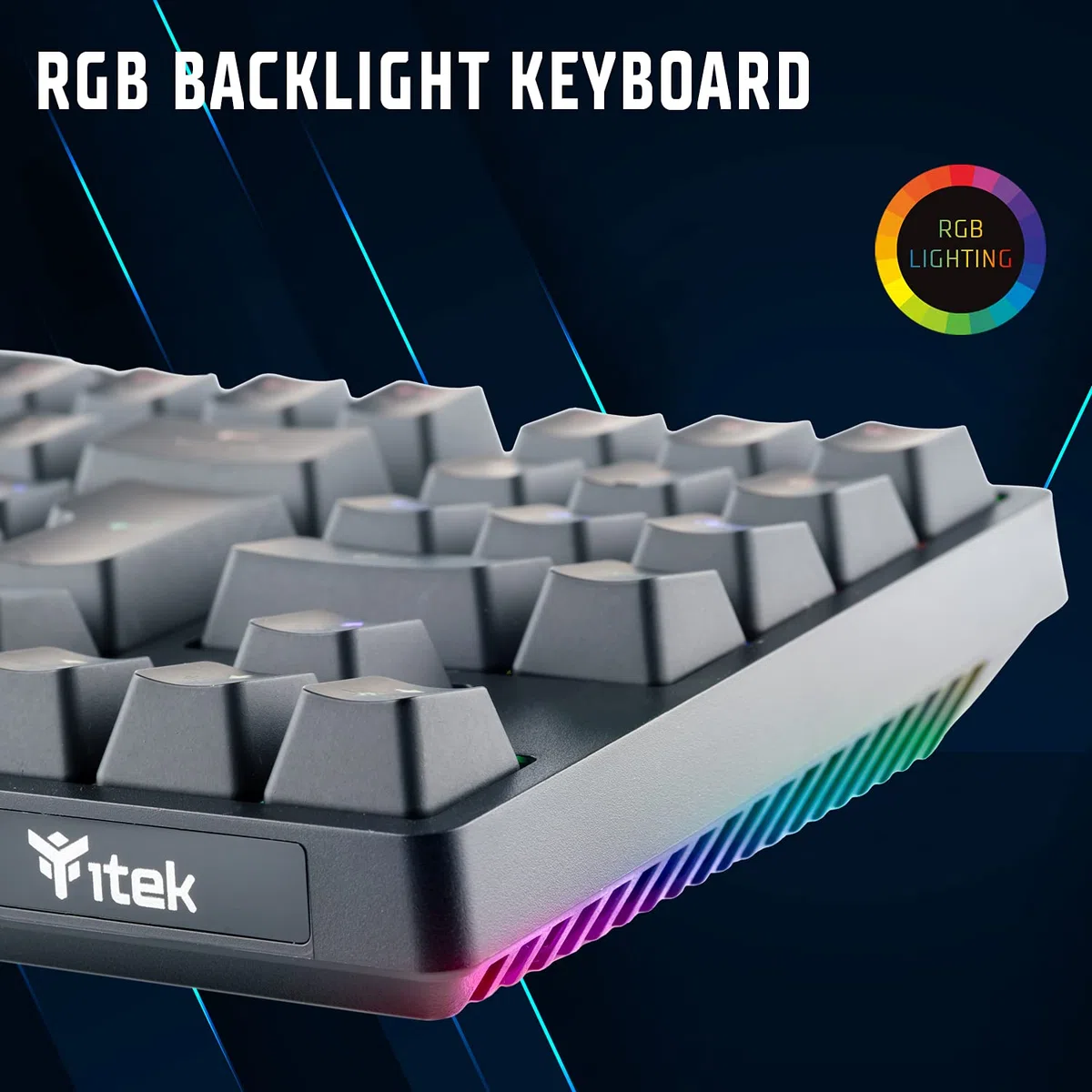 Itek Tastiera Gaming X50 - Meccanica, Switch Blu OUTEMU, RGB, Software, 90 tasti, Compatta