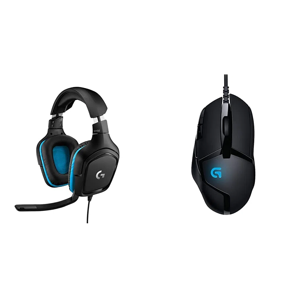 Logitech G432 Cuffie Gaming Cablate, Audio Surround 7.1, Cuffie Dts: X 2.0 & G402 Mouse Gaming Hyperion Fury, 4.000 Dpi, Design Leggero