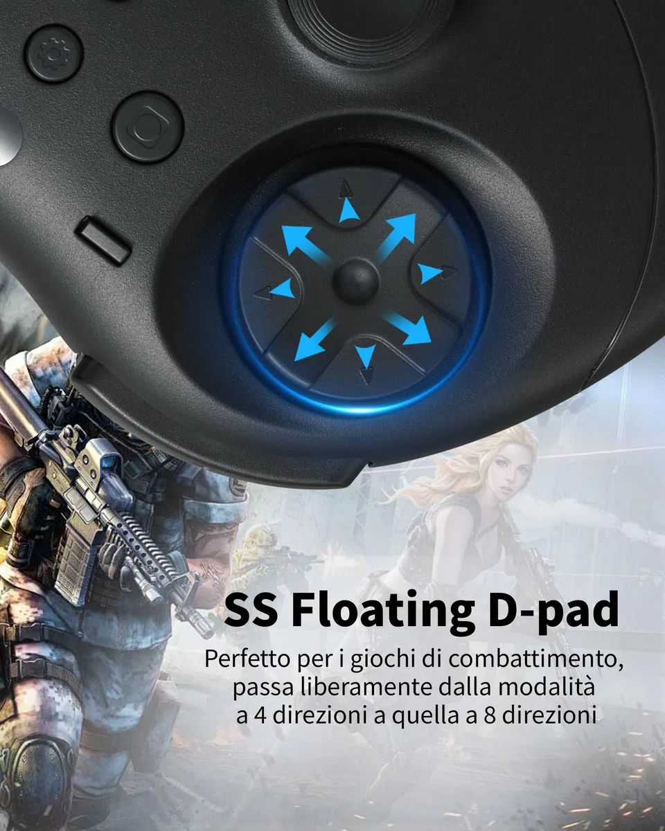 GuliKit Elves 2 Pro Wireless Controller per Switch 1/2, PC, Android, iOS, Joystick ad Effetto Hall, Rotary Rumble, Giroscopio a 6 assi, Durata della Batteria di 20 ore, D-Pad (Nero)