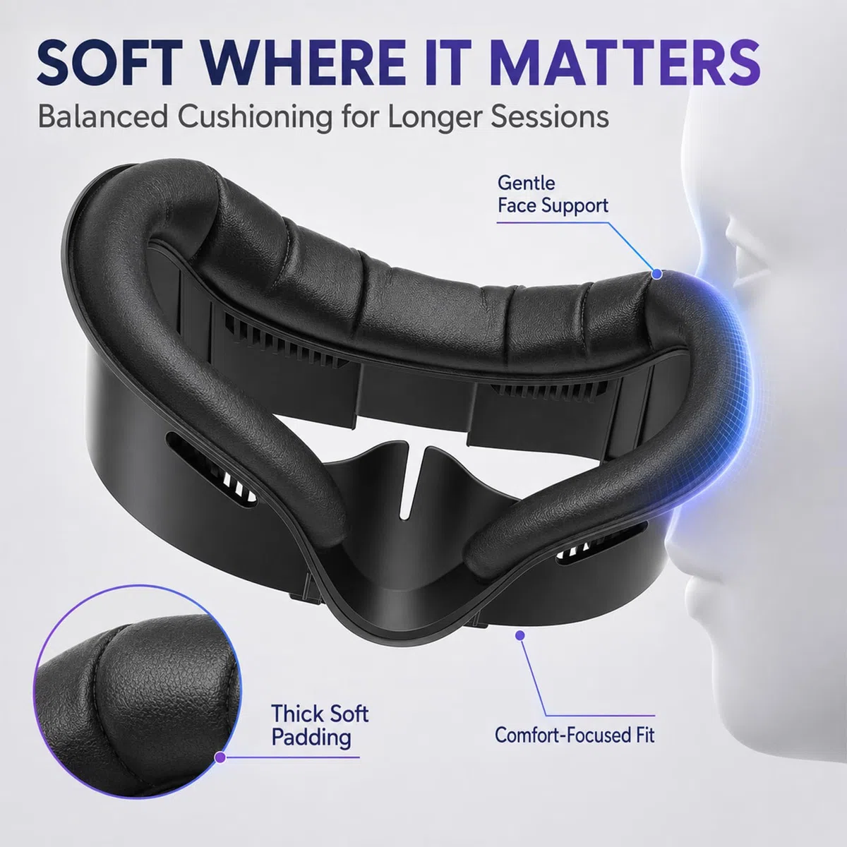 Interfaccia Facciale V3 Ventilata Compatibile con Meta Quest 3, Cuscino Viso Pelle Pu Anti Luce e Anti Sudore, Supporto Sostituzione Confort Accessorio VR (Non Adatta per Meta Quest 3S)