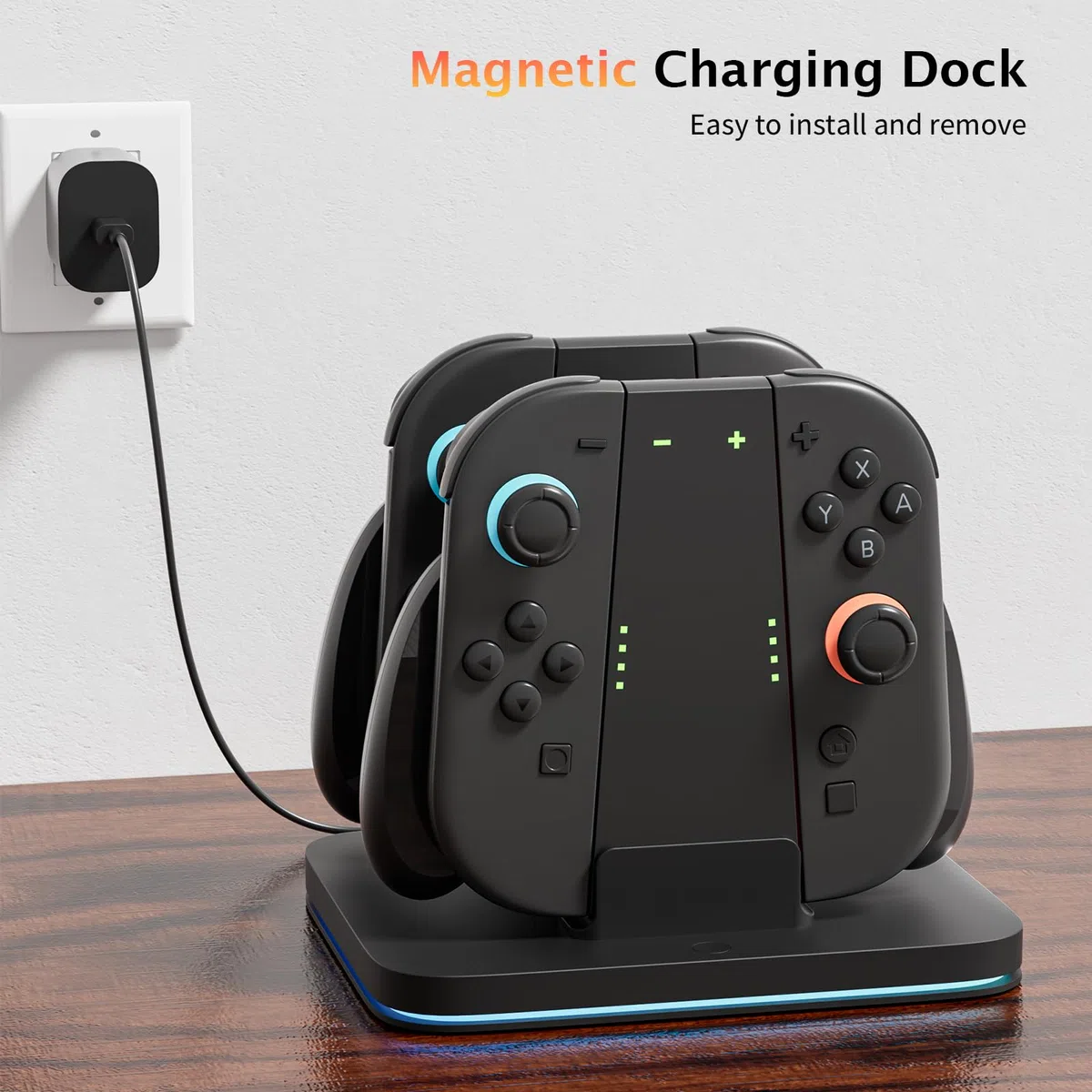 COOWPS Interruttore 3 in 1 2 presa e dock di ricarica per Nintendo Switch 2 Joy-Con 2025, con impugnatura ergonomica confortevole, forte forza magnetica, dock di ricarica veloce, 9 modalità di luce