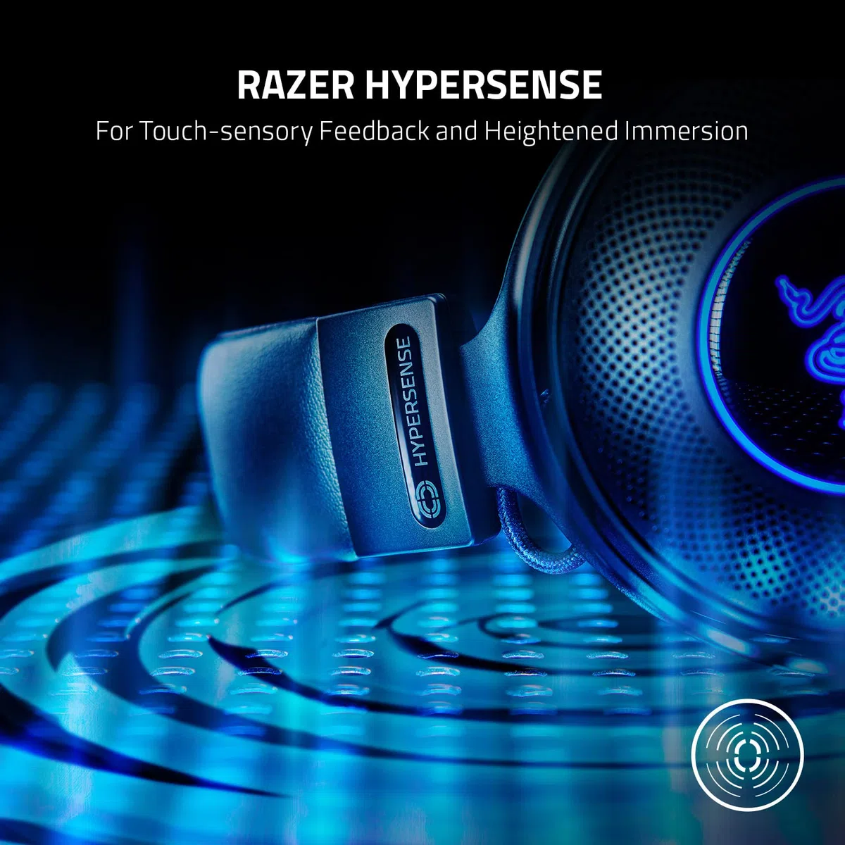Razer Kraken V3 HyperSense Wired USB Gaming Headset w/Haptic Technology: driver Triforce Titanium 50mm - THX Spatial Audio - Tessuto ibrido e cuscinetti in memory foam in similpelle - Microfono