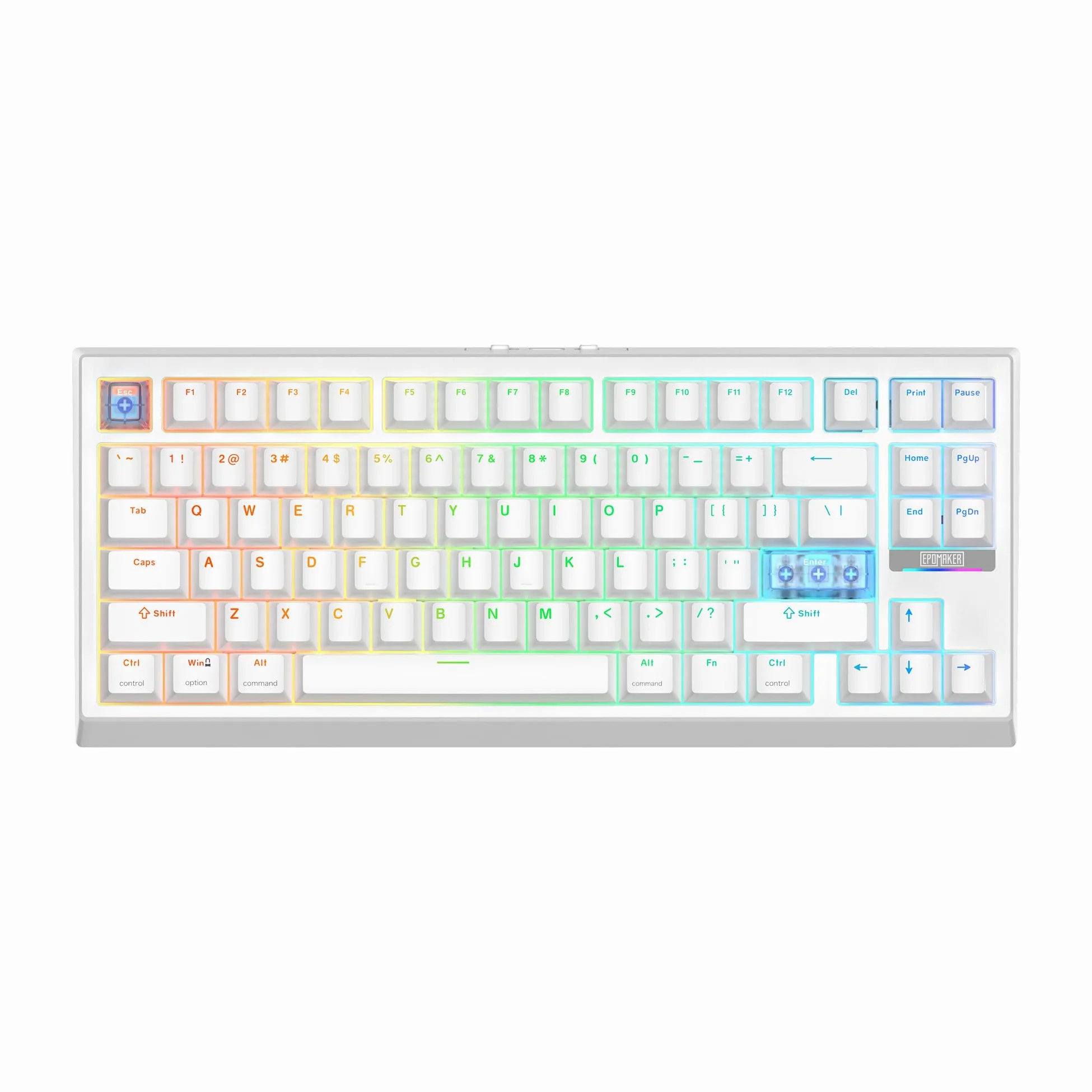 EPOMAKER G84 HE Tastiera da Gioco Wireless, 8K Polling & 8000mAh, SOCD & DKS, Tastiera ad effetto Hall con Trigger & Adjustable Actuation, RGB Backlit, PBT Keycap, Hot-Swap, per WIN/Mac (Bianco)