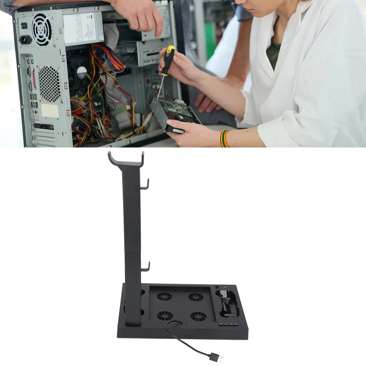 Taidda Console Serie X Supporto di Raffreddamento per Dissipazione Rapida del Calore per Base Ventola di Raffreddamento Multifunzionale, Doppia Ricarica per Giocatori con Indicatore LED,