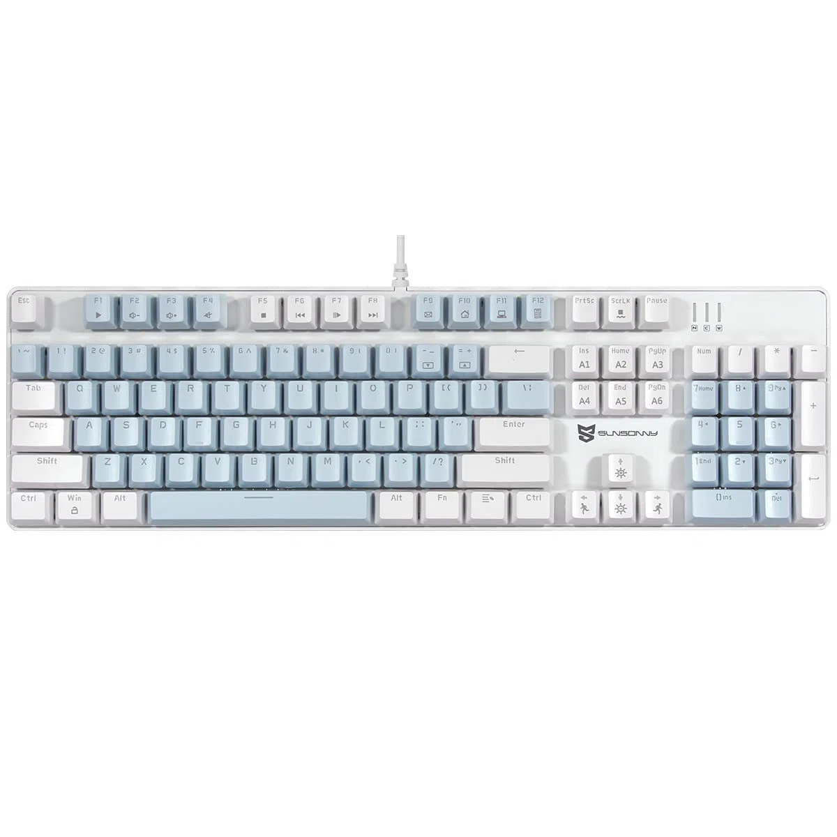 Merdia Tastiera meccanica da gioco | Interruttore marrone tastiera retroilluminata blu e bianca | 104 tasti layout USA | Tastiera da gioco cablata | Tastiera meccanica sostituibile a caldo | Tastiere