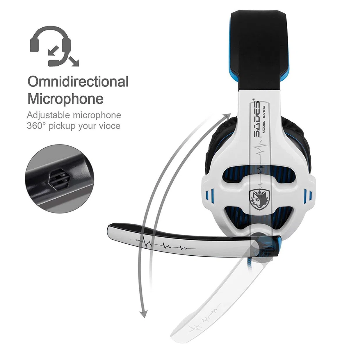 Sades SA810 Xbox One PS4 stereo cuffie da gioco con microfono e cancellazione del rumore e controllo del volume per New Xbox One/PC/MAC/PS4/tavolo/Phone
