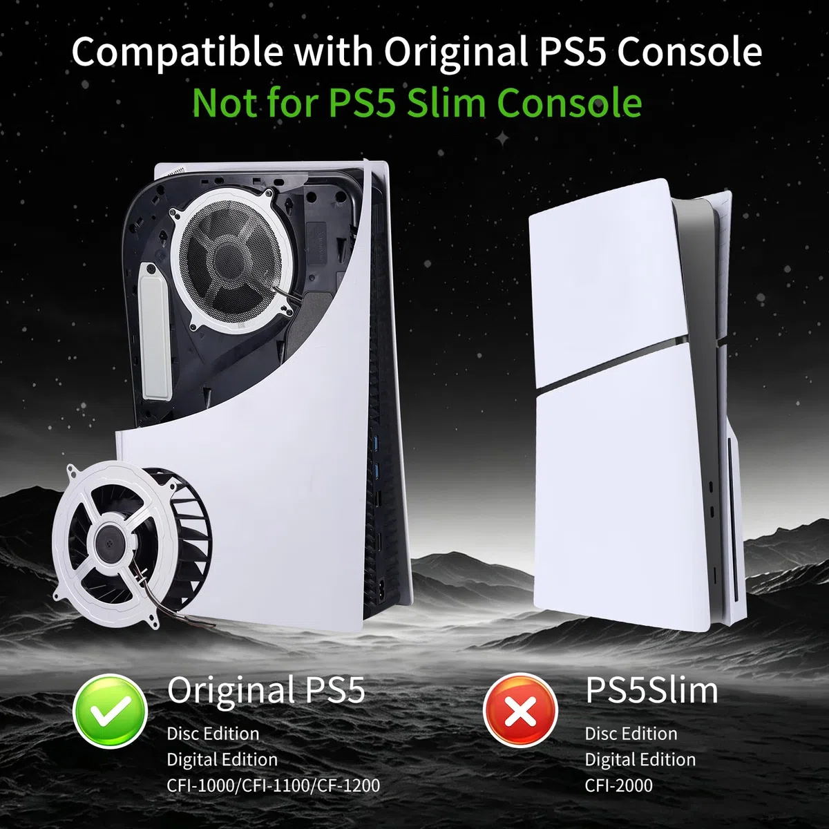 Ventola di raffreddamento interna di ricambio per PS5 CPU Cooler Fan PlayStation 5 Series, 23 lame 12V 2.15A Silence Fan, aggiornamento sostituzione polvere kit di pulizia (con strumento di apertura)