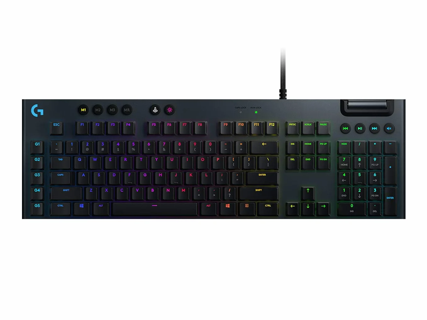 Logitech G 815 tastiera meccanica da gioco, switch tattile GL con profilo piatto, layout scandinavo - carbonio