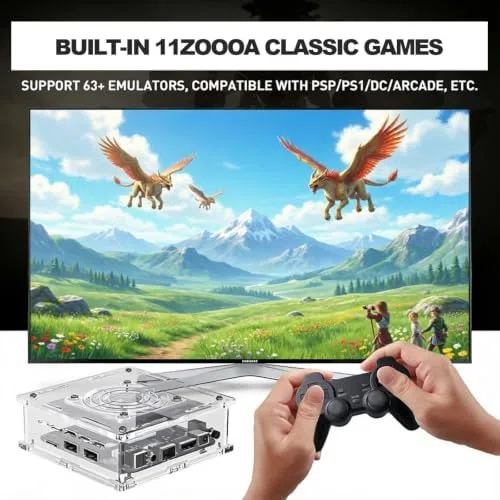 Console Per Videogiochi Retrò Con 256 Gb Di Memoria, Oltre 50.000 Giochi Integrati E 2 Controller Wireless, Compatibile Con Ps1, Psp, Mame E Uscita Av 4k Hd.
