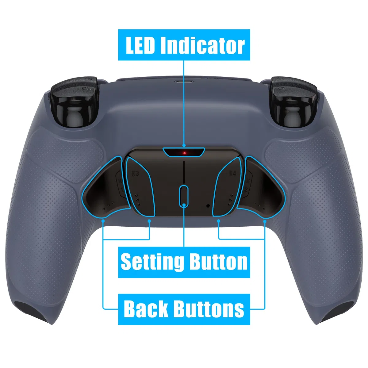 eXtremeRate Rise4 V3 RMB Remap Kit Programmabile per ps5 Controller,4 Back Button Paddles Metallo per ps5 Joystick BDM-030/040/050,Tasti Aggiuntivi Cover Grip Gommato per Joypad,Sterling Silver
