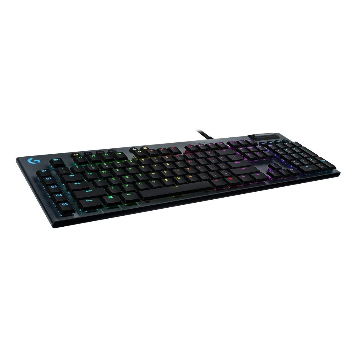 Logitech G 815 LIGHTSYNC - Tastiera meccanica da gioco RGB con interruttore a tasti lineari piatto, 5 tasti G programmabili, pass-through USB, speciali comandi multimediali (ricondizionati)