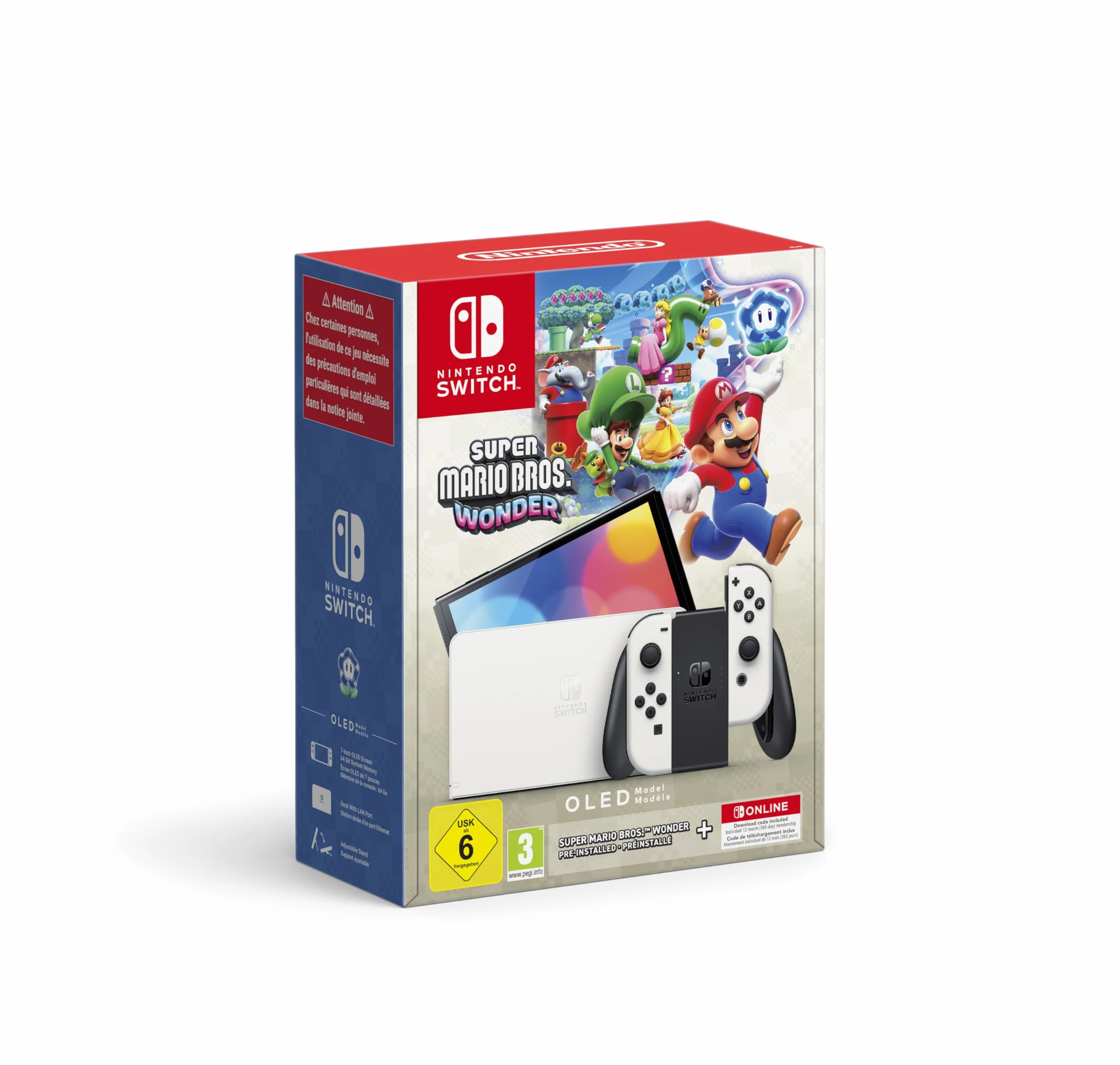 Nintendo Switch Oled + Super Mario Bros.wonder + 12 Months Nso Europe PAL