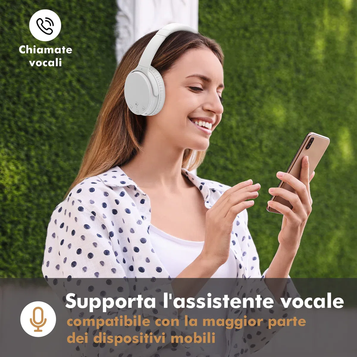 Srhythm NC25 Cuffie Stereo con Cancellazione Attiva del Rumore, Bluetooth 5.3, Auricolari ANC Over-ear con Hi-Fi, Microfono, Autonomia di 50 Ore, Assistente Vocale, ModalitàGioco a Bassa Latenza