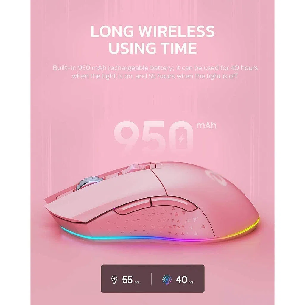 RajoNN Mouse Wireless Mouse, Mouse da Gioco cablati RGB di Tipo C con 7 Pulsanti programmabili, Mouse da Gioco RGB Ricaricabili 10000 DPI, 150 IPS, Frequenza di Polling 1000 Hz, per PC e