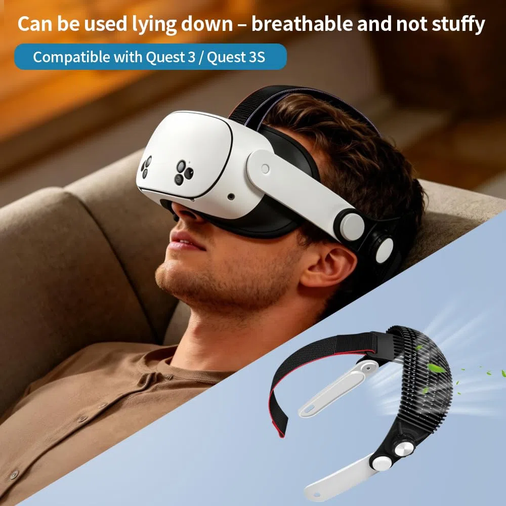 Cinghia per la testa per Meta Quest 3/3S, per giochi VR sdraiati, sollievo dalla pressione, cinghia regolabile ultra leggera da 89,9 g, design ergonomico, accessorio pieghevole Elite Strap