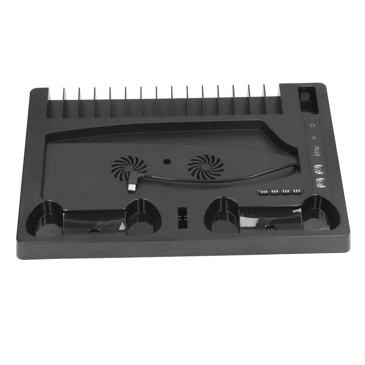 Ventola di Raffreddamento del Supporto Verticale PS5 Stazione di Ricarica Professionale a Doppio Controller con Vassoio Portaoggetti per Supporto per Cuffie
