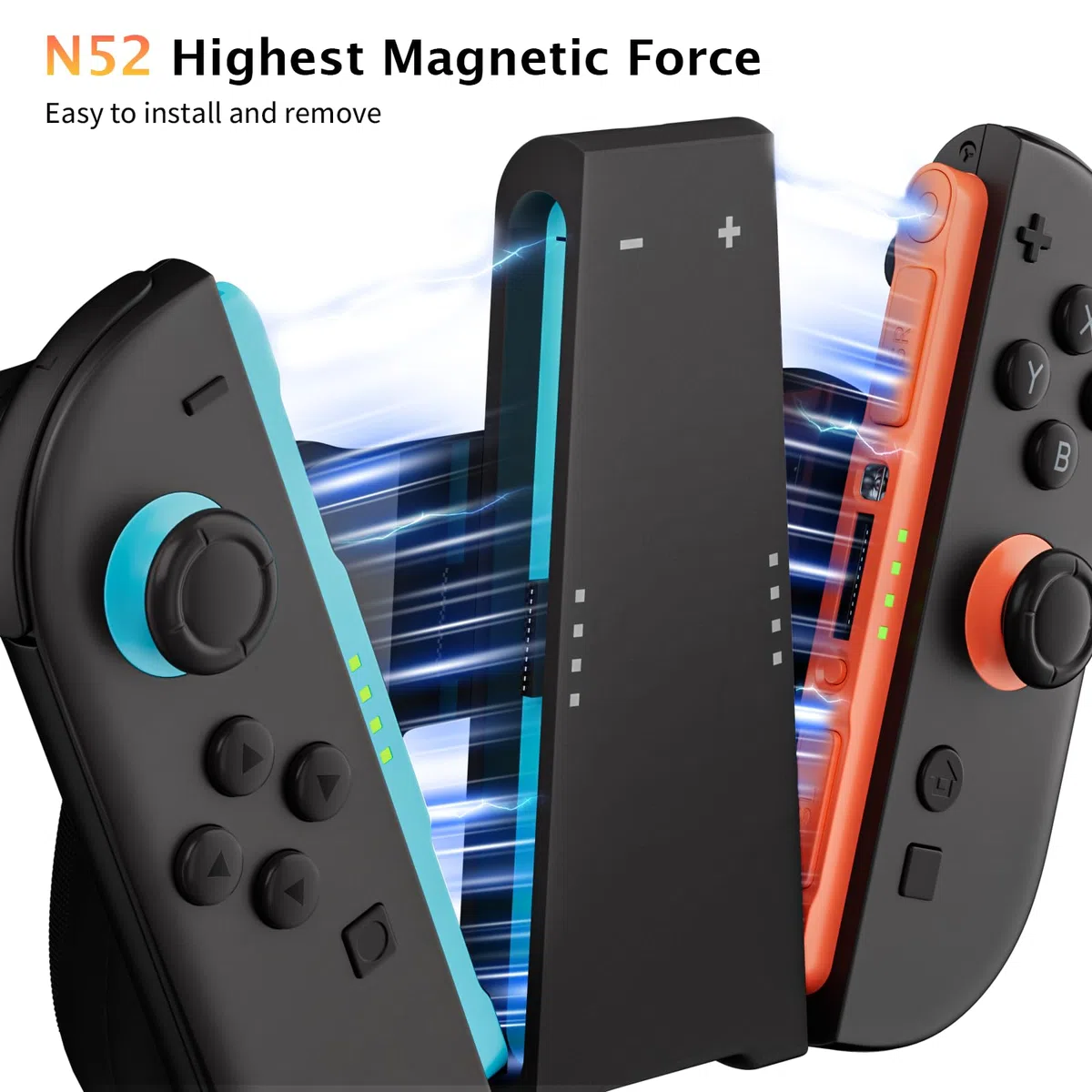 COOWPS Interruttore 3 in 1 2 presa e dock di ricarica per Nintendo Switch 2 Joy-Con 2025, con impugnatura ergonomica confortevole, forte forza magnetica, dock di ricarica veloce, 9 modalità di luce