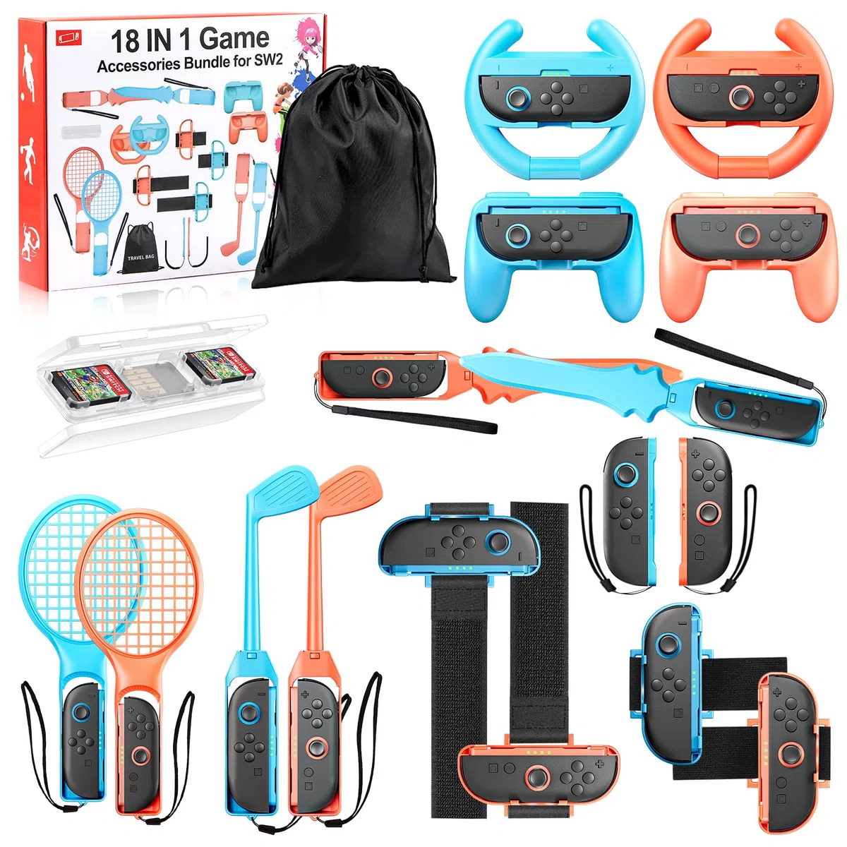 Switch 18 in 1 2 accessori sportivi, per Nintendo 2 2025 Switch Games, set di accessori per giochi divertenti per feste in famiglia per bambini/adulti Switch 2 giochi sportivi