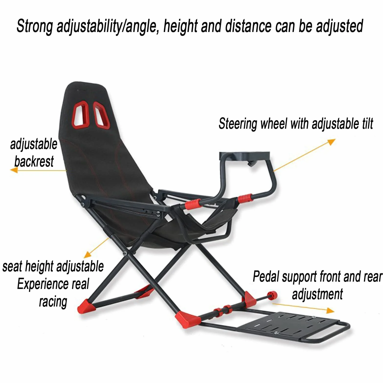 Simulatore di pilotaggio pieghevole con supporto regolabile e sedile ergonomico per console di gioco e PC