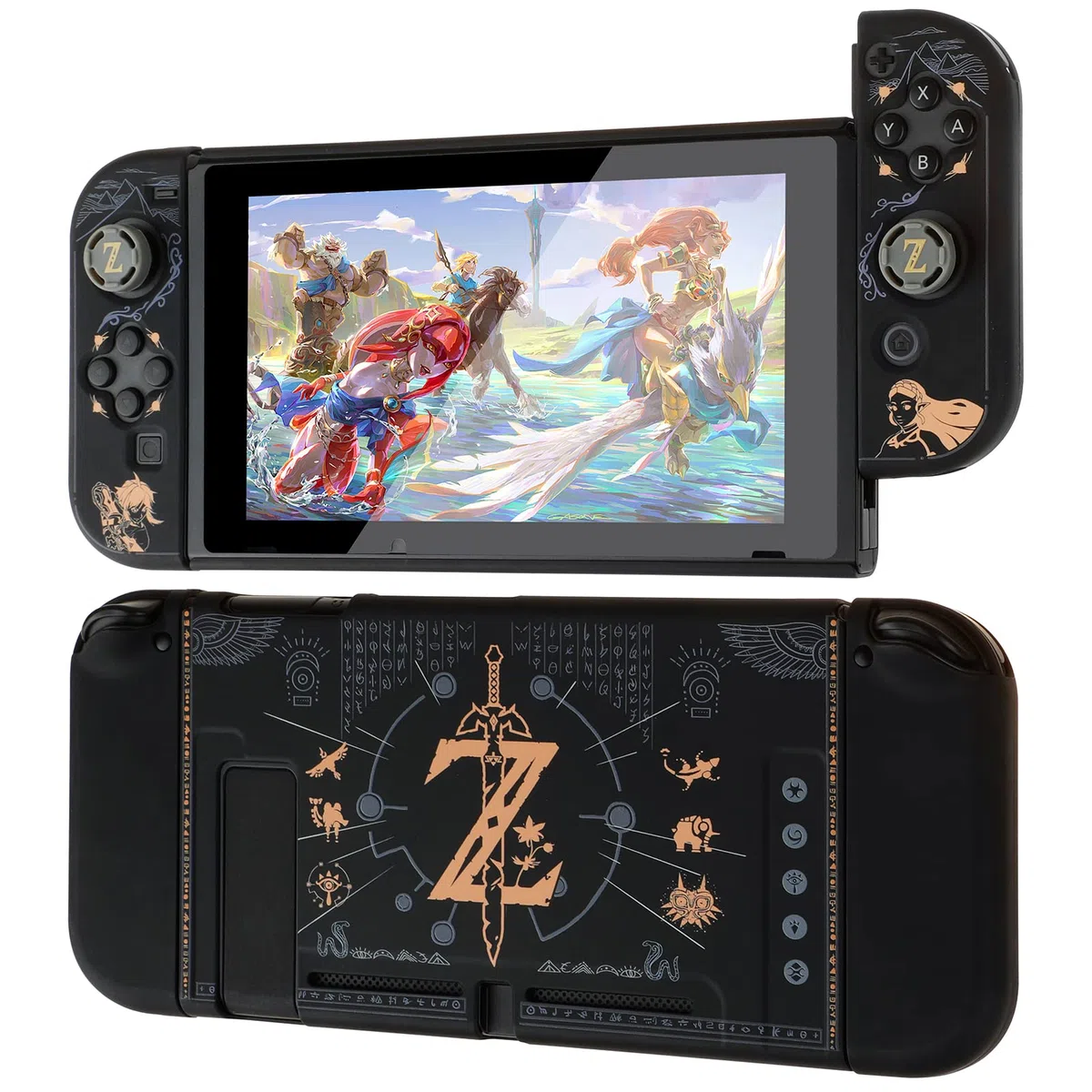 Custodia protettiva agganciabile compatibile con Switch, custodia rigida per controller Switch e Joy-Con con 4 impugnature per pollice, custodia per il trasporto di Zelda Switch (The Legend of Zelda)