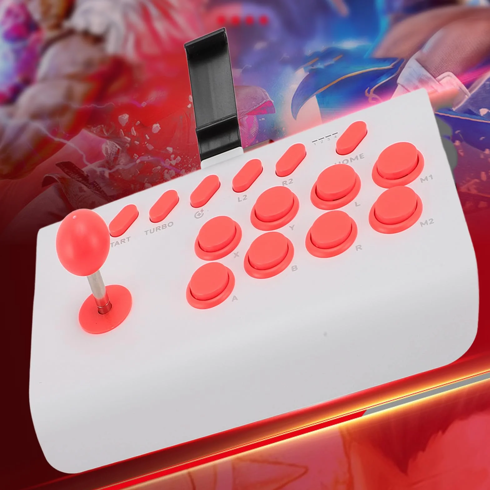 Jectse Joystick per Giochi di Combattimento Tastiera per Giochi di Combattimento Antiscivolo Wireless Classico Universale per (WHITE)