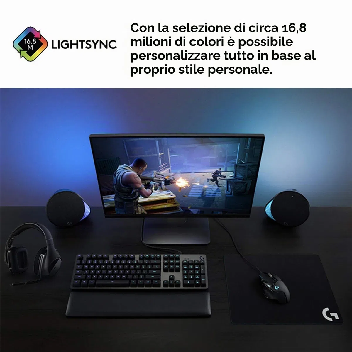 Logitech G513 tastiera meccanica da gioco, switch tattili GX Brown, illuminazione RGB, pass-throughput USB, poggiapolsi con memory foam, alloggiamento in alluminio, layout tedesco QWERTZ –