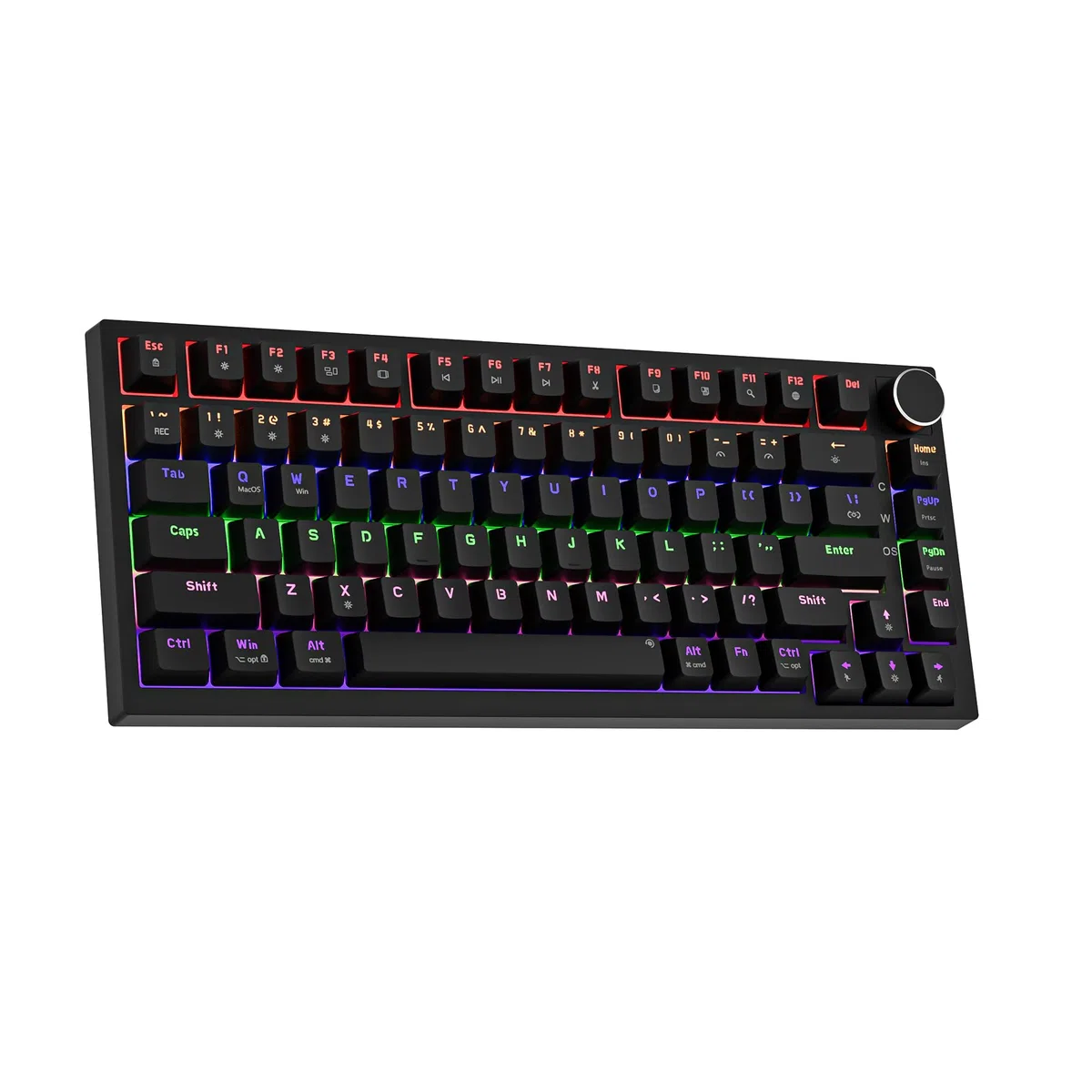 Newmen GM326 - Tastiera meccanica 75% per cento, mini tastiera meccanica da gioco retroilluminata con funzione hot swap, 82 tasti, anti-ghosting, compatta, nera, per PC, Win Mac, interruttore rosso