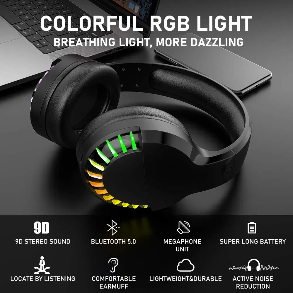 Tastiera da gioco wireless, mouse, cuffie e tappetino per mouse Set 4 in 1,16 Tastiera ricaricabile con retroilluminazione RGB con supporto per i polsi, 7 mouse retroilluminato e cuffie Bluetooth RGB