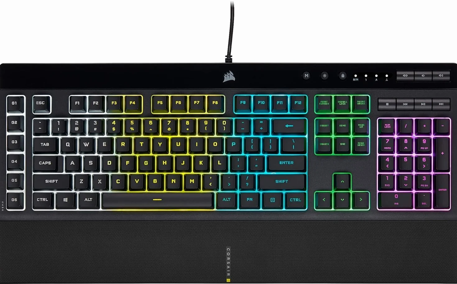 TECLADO (INGLES) CORSAIR K55 RGB PRO GAMING BACKLIT ZONED RGB LED RUBBERDOME