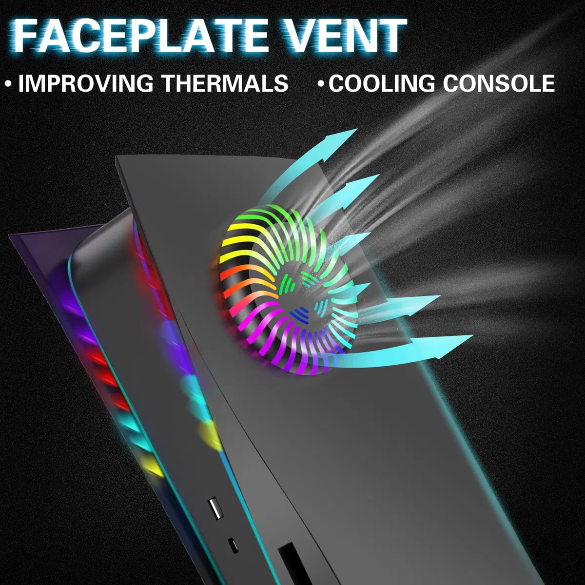 Piastre frontali per console PS5 con striscia luminosa LED RGB, guscio di ricambio per disco PS5 con prese d'aria, 3 modalità di controllo, 8 colori, oltre 400 effetti luci, sincronizzazione musica,