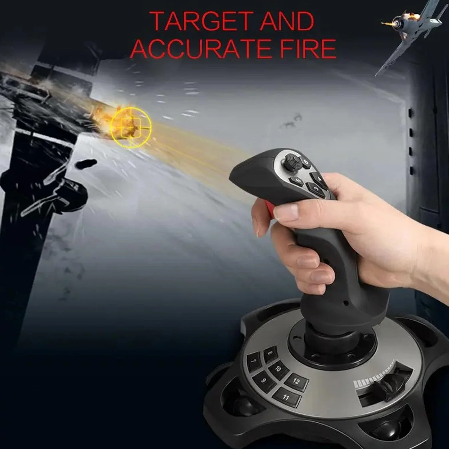 Joystick per Simulazione di Volo per PC, Controller di Gioco per Simulatore di Volo per Giochi USB con Funzione di Vibrazione e Controllo 'acceleratore, Gamepad Cablato Flight
