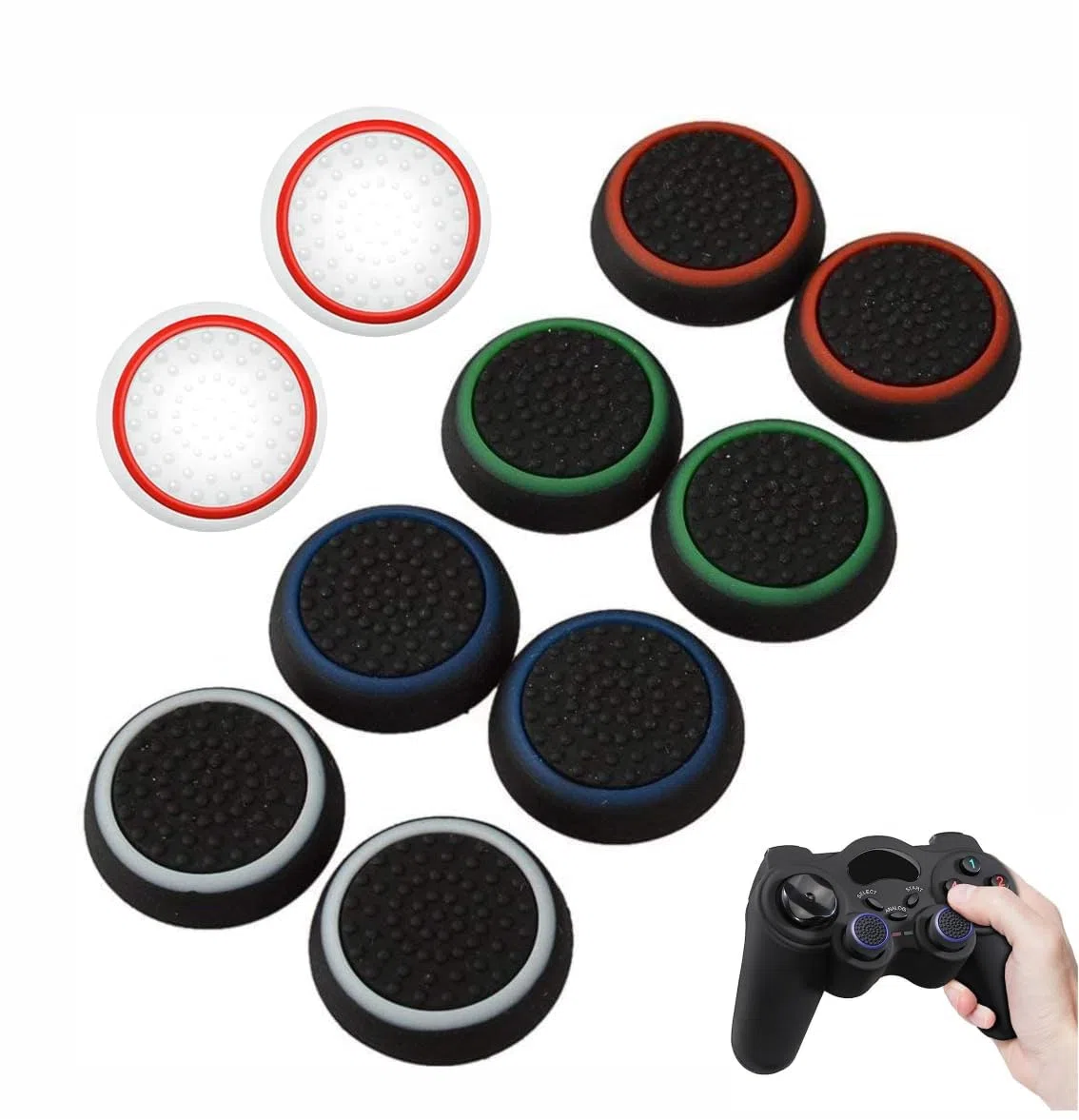 5 paia/10 pezzi controller joystick silicone Thumb Grips Caps, luminosi e antiscivolo per controller 360, Xbox One, PS2, PS3, PS4, PS5