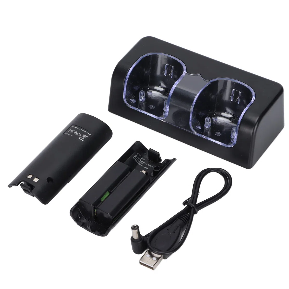 Dock di Ricarica per Batteria Controller, Doppia Batteria Ricaricabile da 2800 MAh, Materiale ABS, Stazione di Ricarica per Controller, Caricabatteria Remoto con Cavo di Alimentazione da 5