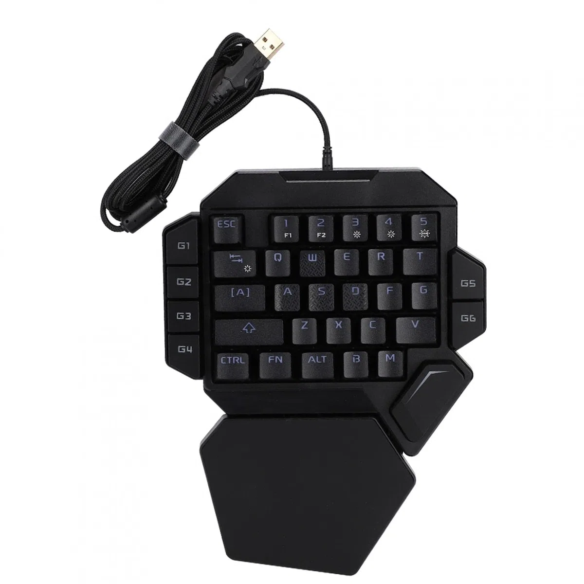 Tastiera meccanica a una mano, interruttore blu 35 tasti Tastiera meccanica da gioco luminosa retroilluminata RGB, con funzione di definizione macro, controller di gioco ergonomico per PC Gamer
