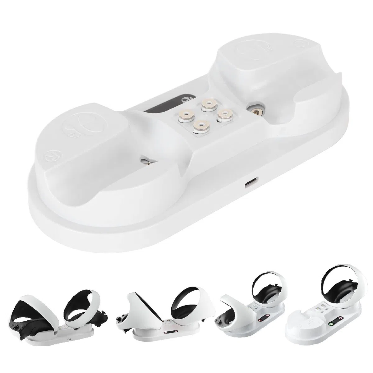 Stazione di Ricarica per VR2, Controller Dual Charging Dock, con 4 Connettori Magnetici di Tipo C, Cavo di Ricarica di Tipo C, Indicatore LED