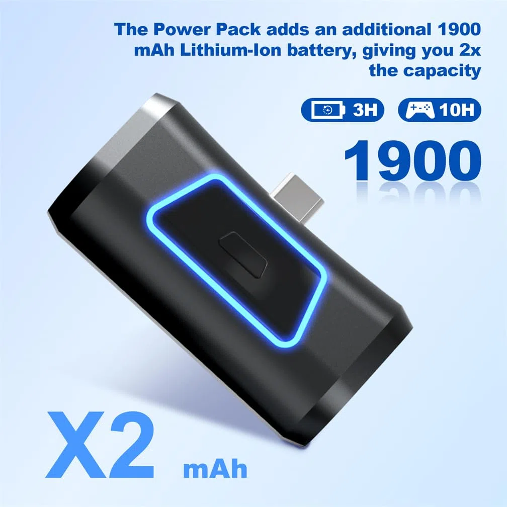 Batteria ricaricabile per controller di gioco, caricatore wireless da 1900 mAh per gamepad