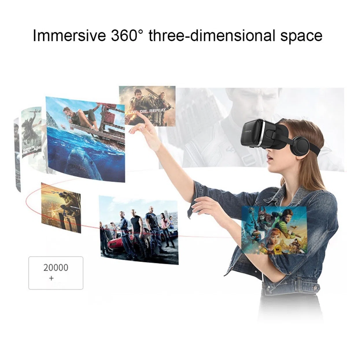 Cuffie Occhiali 3D VR, Visore Realtà Virtuale 3D, VR Visore Cuffie con Lenti HD Anti Luce Blu, per iPhone/Android Smartphones da 4,7 a 7,2 pollici, Regali di Natale per bambini e adulti(A)