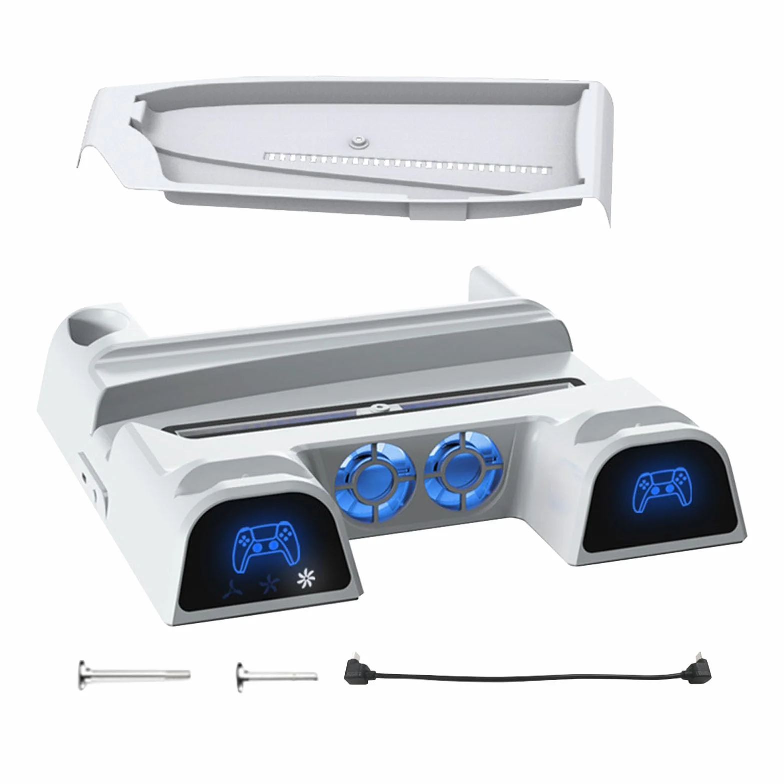 Stazione di raffreddamento per console di gioco PS5, PS5, stazione di raffreddamento multifunzionale e di ricarica per console di gioco, con porta USB di ricarica e 11 slot di gioco, accessorio