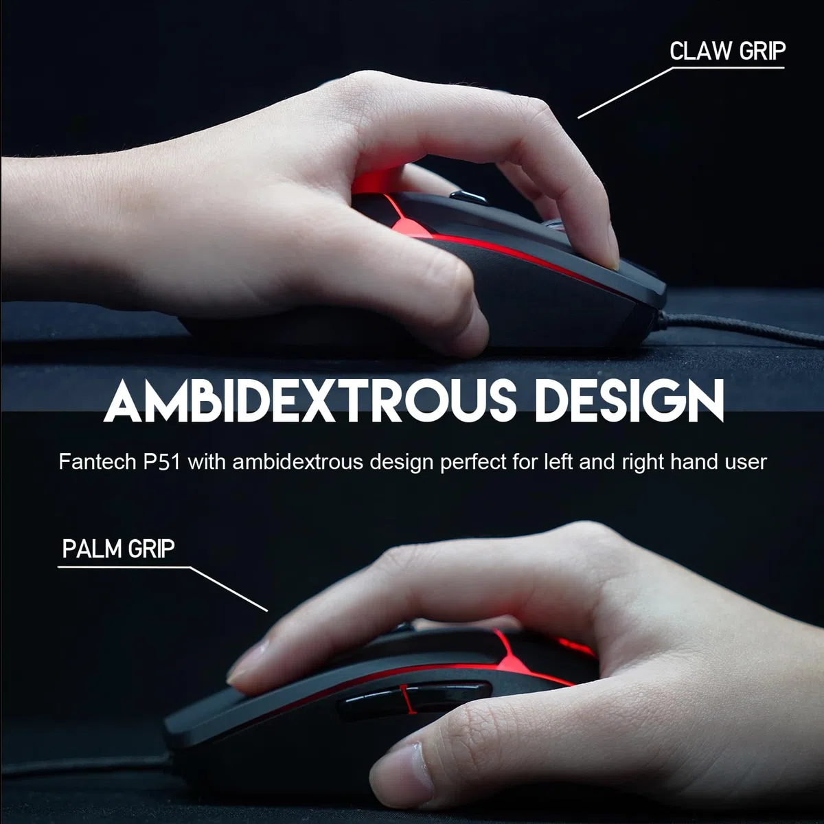 FANTECH P51S - Tastiera da gioco e mouse combinata, cuffie e supporto, tappetino per mouse cablato RGB Rainbow Keyboard PC per principianti Gamer Basic 5 in 1 Set da gioco