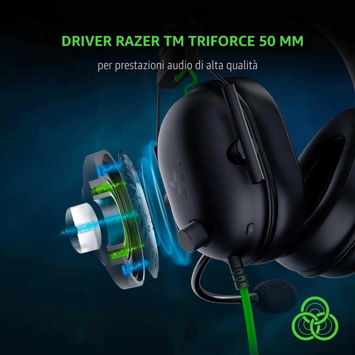 Razer BlackShark V2 X Gaming Headset: 7.1 Surround Sound - Driver 50 mm - Cuscino in memory foam - PC, PS4, PS5, Nintendo Switch, Xbox One, Xbox Series X & S, Mobile - Jack audio da 3,5 mm - Nero