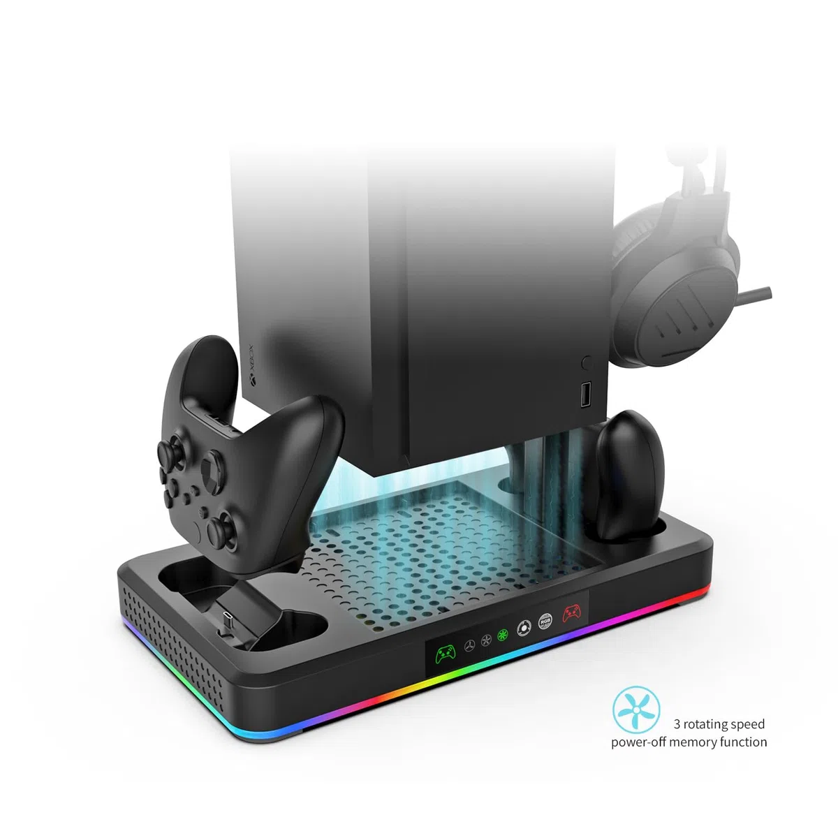 Base della ventola di raffreddamento per Xbox Series X/S, supporto di ricarica host multifunzionale, dock della stazione di ricarica, per gli accessori della console di gioco Xbox Series S (nero)
