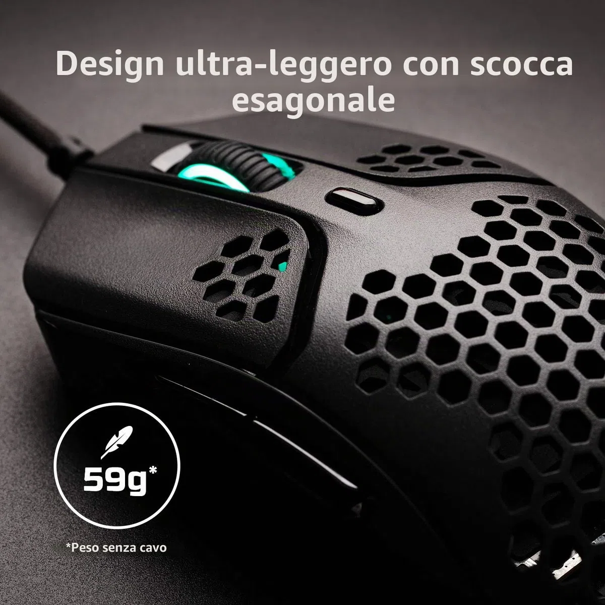 HyperX Pulsefire Haste, Mouse Gaming Cablato, Illuminazione RGB, 6 Tasti Programmabili, 16000 DPI, Resistenza a 60 Milioni di Clic, Cavo HyperFlex, Compatibile con con Varie Piattaforme, Bianco/Rosa
